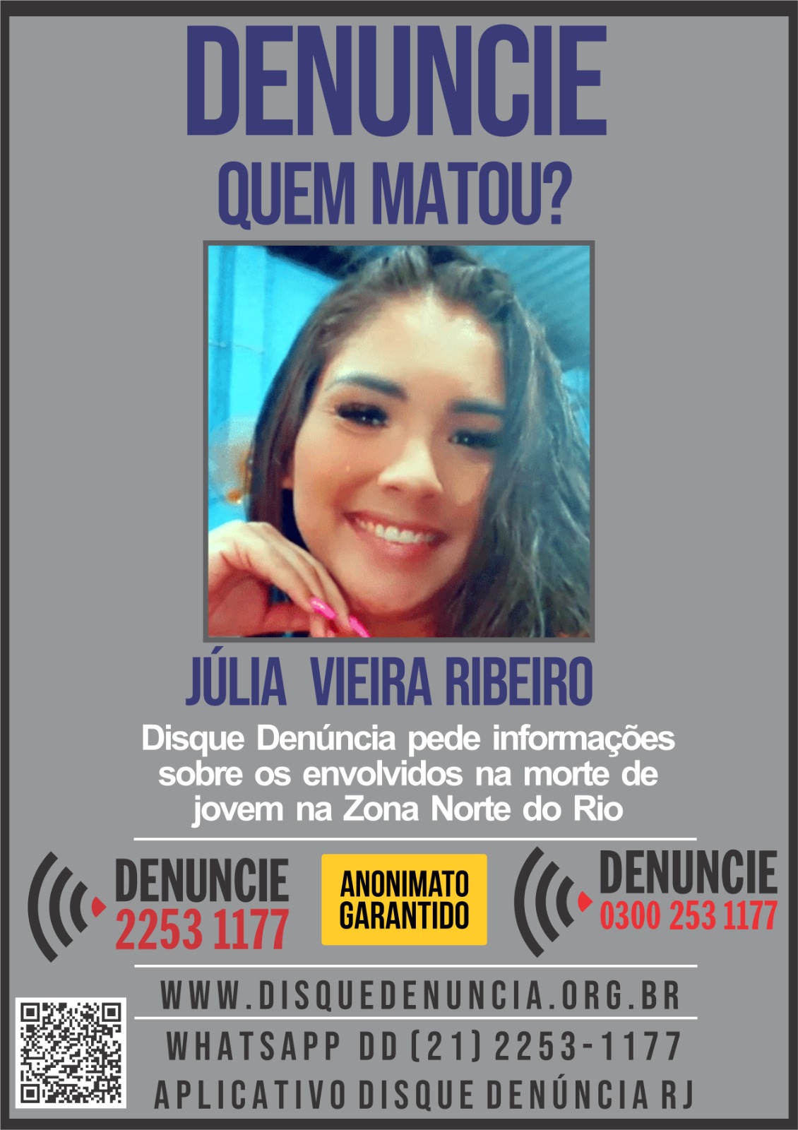 Disque Denúncia pede informações sobre assassinos da jovem encontrada decapitada na Zona Norte do no Rio